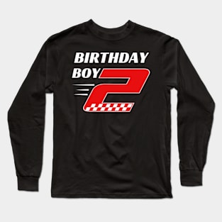 Birthday Boy 2 Two Racing Flag 2nd Birthday Race Car Long Sleeve T-Shirt